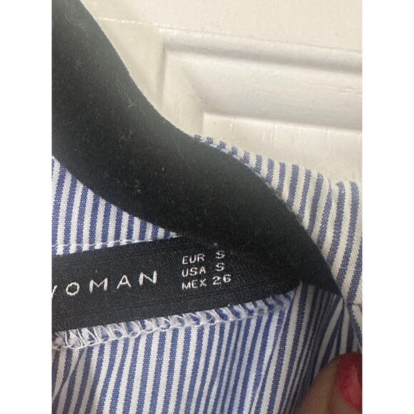 Zara Woman Dress Womens Small Blue Embroidered Floral Boho Midi Summer Cotton - Picture 5 of 7